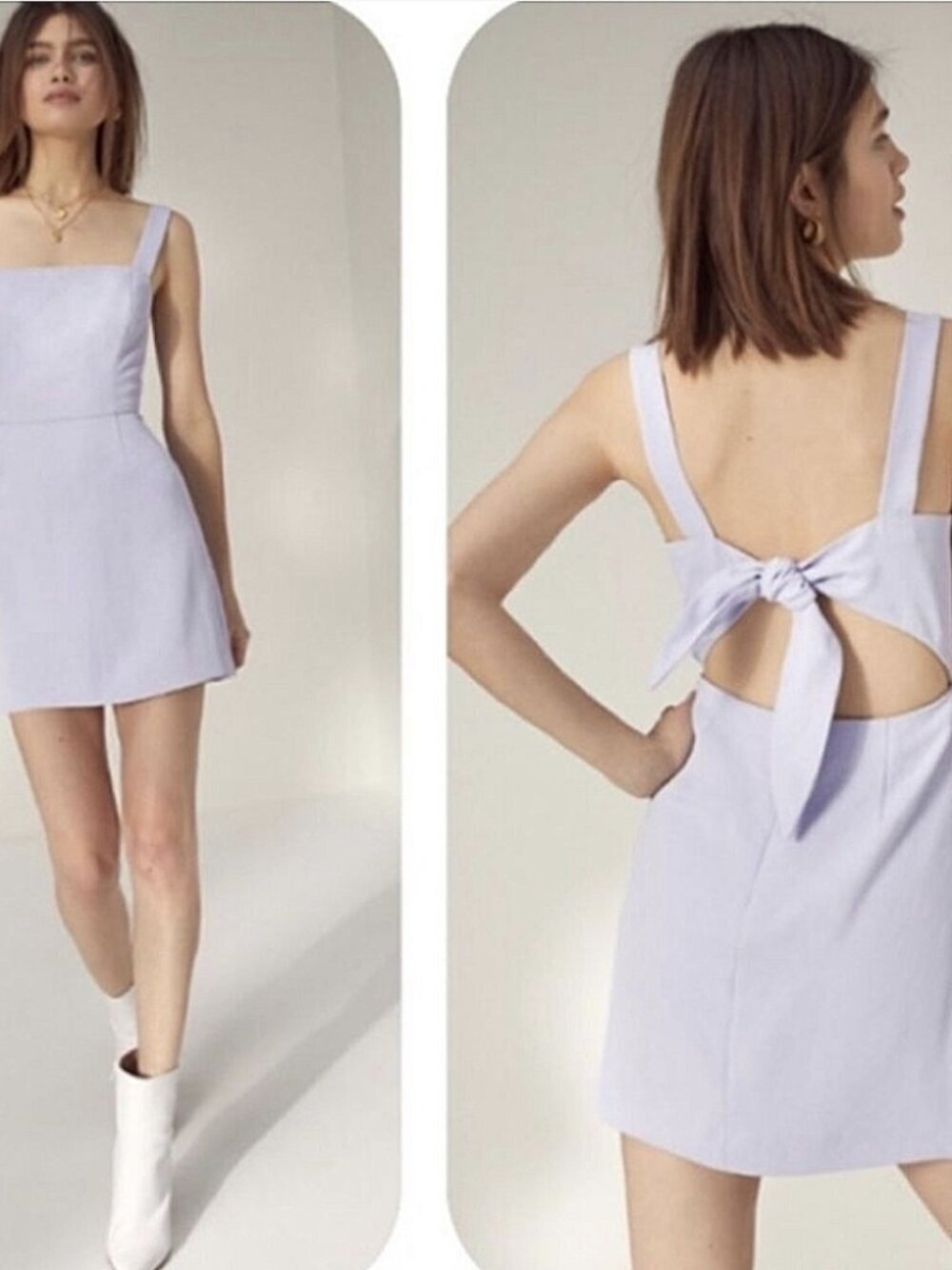 Aritzia Wilfred Ecoulement Tie Back Mini Dress Light Purple Lilac Lavender Sz 6